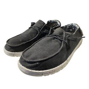 Hey Dude Women's Black Canvas Lace-Up Loafers Size‎ 7